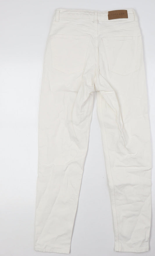 Topshop Womens Ivory Cotton Mom Jeans Size 25 in L28 in Regular Zip