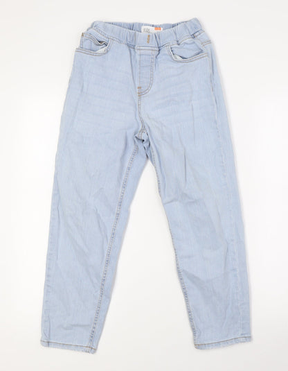 Denim Girls Blue Cotton Straight Jeans Size 9-10 Years L23 in Regular - Elasticated Waist