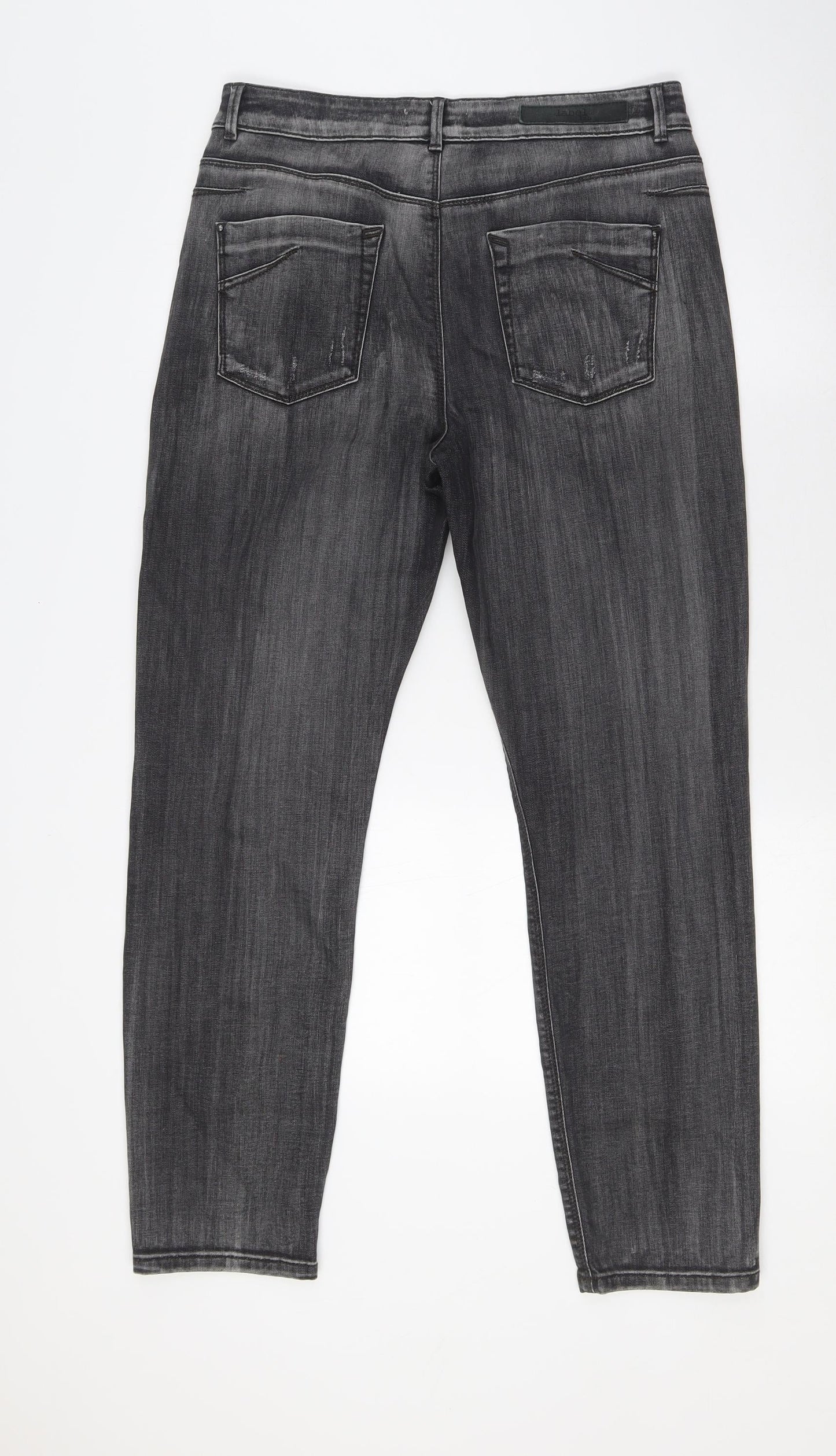 Label Lab Womens Black Cotton Mom Jeans Size 12 L28 in Regular Zip - Distressed pockets