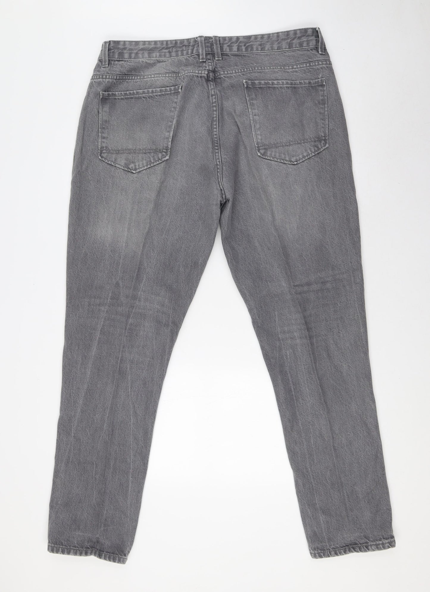 Matalan Mens Grey Cotton Tapered Jeans Size 40 in L31 in Regular Zip