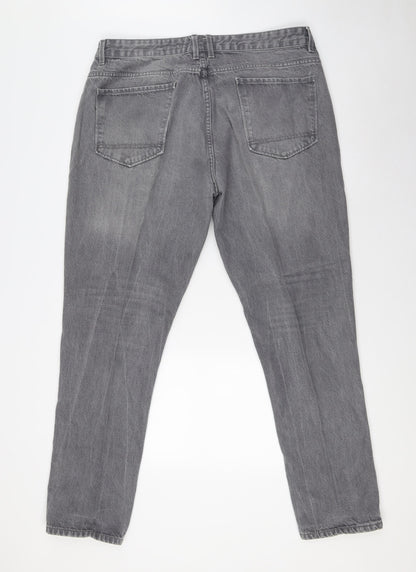 Matalan Mens Grey Cotton Tapered Jeans Size 40 in L31 in Regular Zip