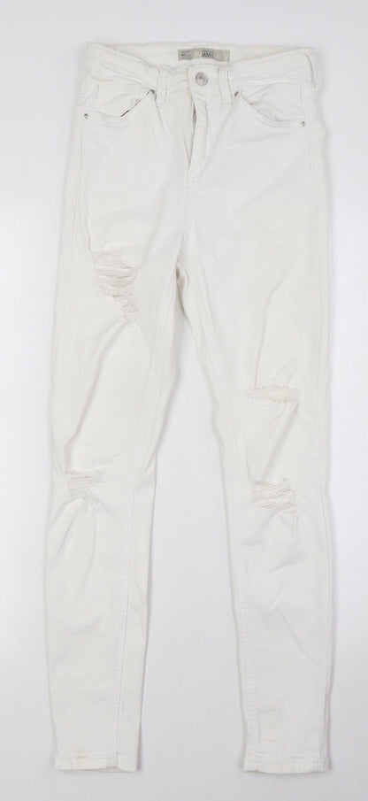 Topshop Womens White Cotton Skinny Jeans Size 25 in L26 in Regular Zip