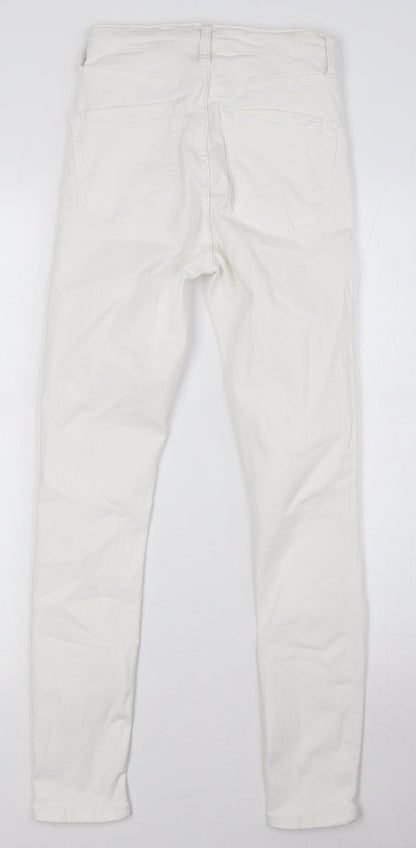 Topshop Womens White Cotton Skinny Jeans Size 25 in L26 in Regular Zip