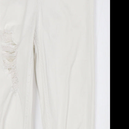 Topshop Womens White Cotton Skinny Jeans Size 25 in L26 in Regular Zip