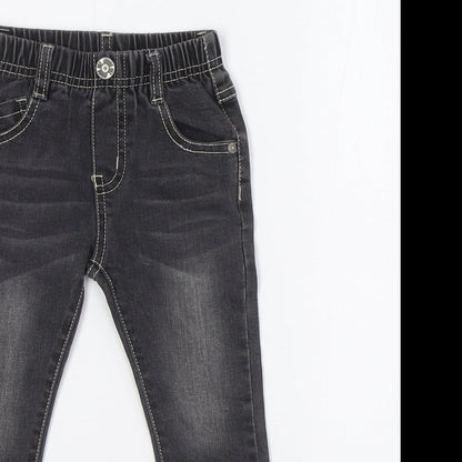 baby gang Baby Black 100% Cotton Cargo Jeans Size 9-12 Months