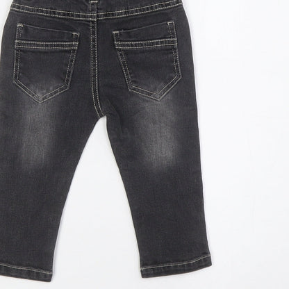 baby gang Baby Black 100% Cotton Cargo Jeans Size 9-12 Months
