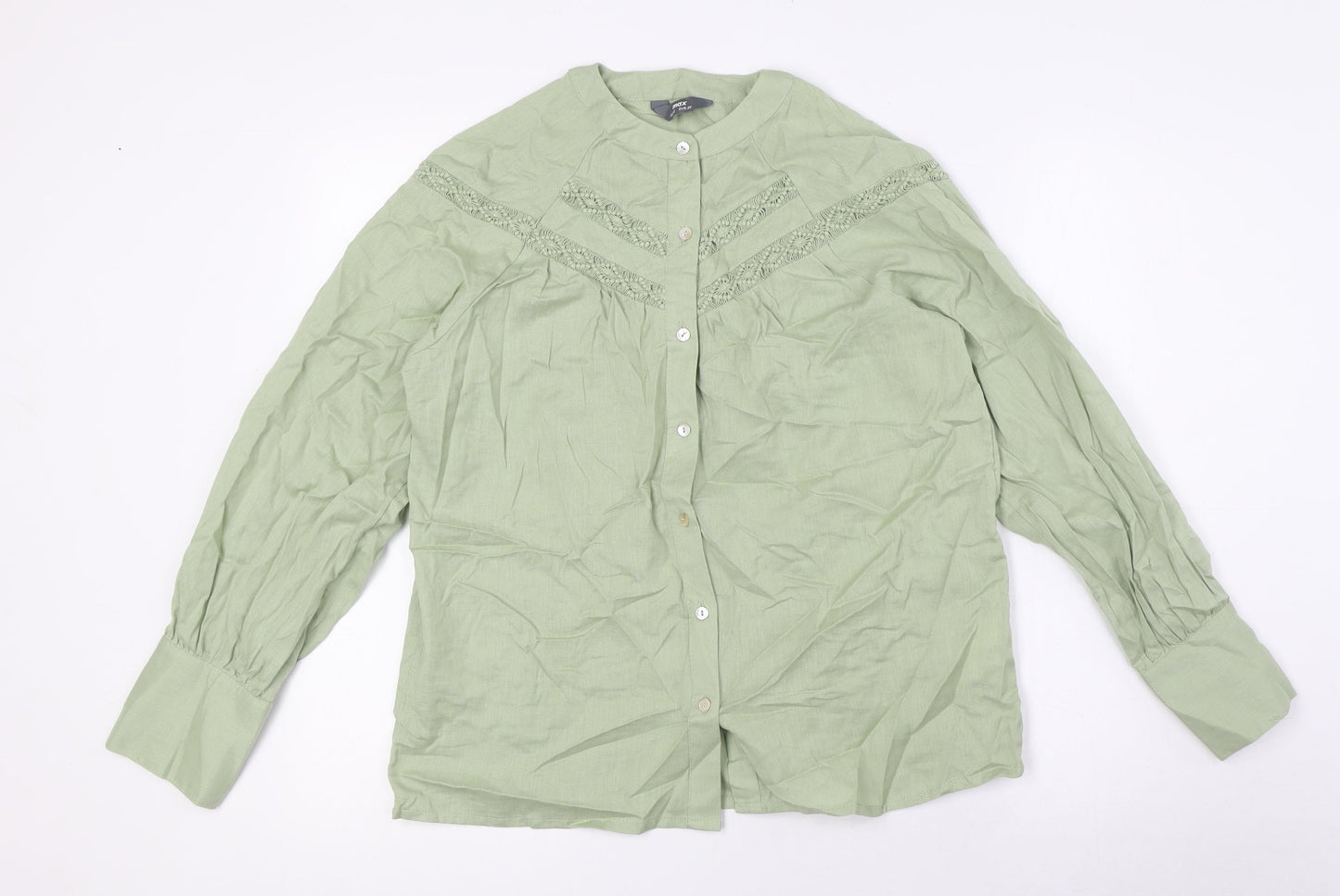 Womens UK Size 12 Max Green Basic Button-Up