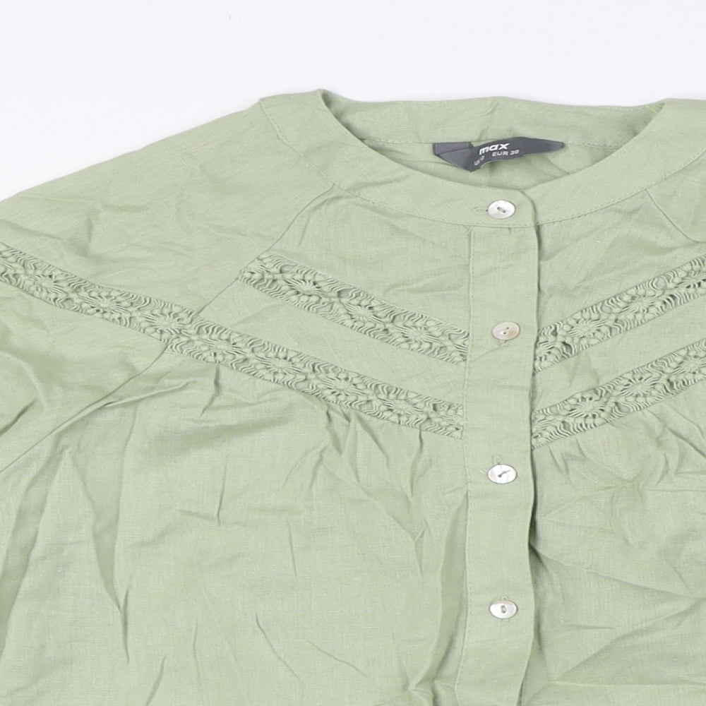Womens UK Size 12 Max Green Basic Button-Up