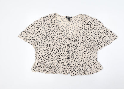 Womens UK Size 14 New Look Beige Basic Button-Up