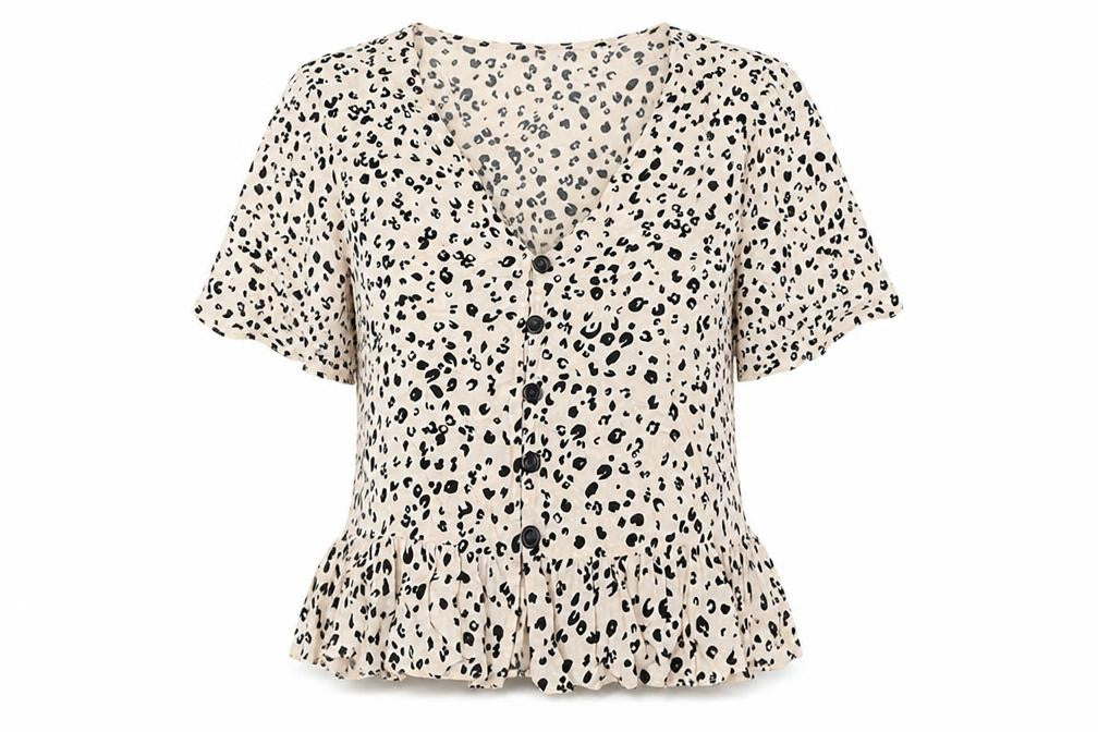 Womens UK Size 14 New Look Beige Basic Button-Up