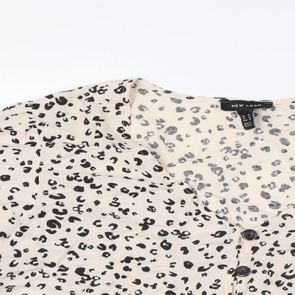 Womens UK Size 14 New Look Beige Basic Button-Up