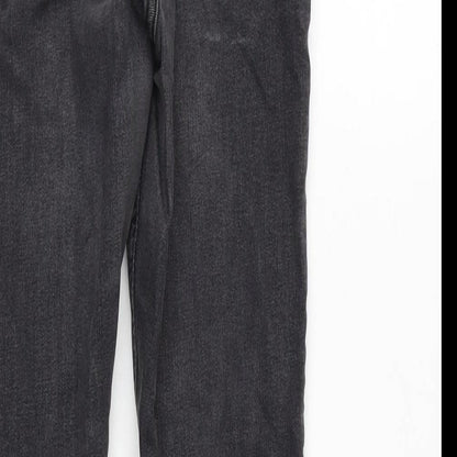 Topshop Womens Grey Cotton Blend Straight Jeans Size 12 L25 in Regular Zip - Raw Hem