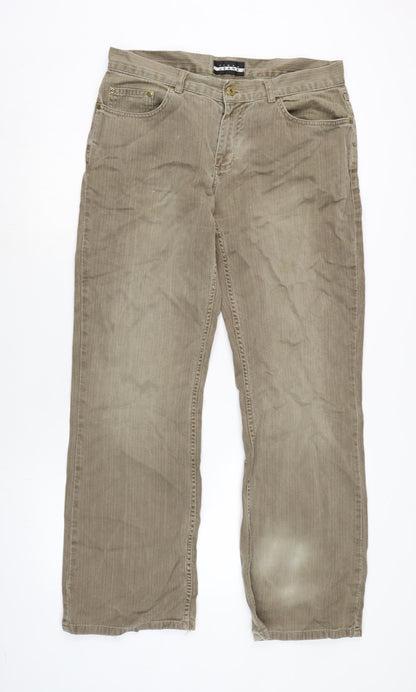 Linea Mens Beige Cotton Straight Jeans Size 34 in L32 in Regular Zip