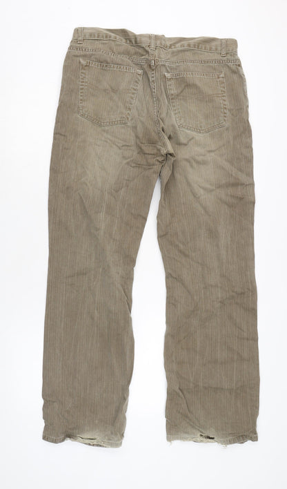 Linea Mens Beige Cotton Straight Jeans Size 34 in L32 in Regular Zip