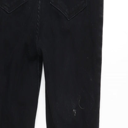 New Look Womens Black Cotton Blend Tapered Jeans Size 12 L25 in Regular Tie