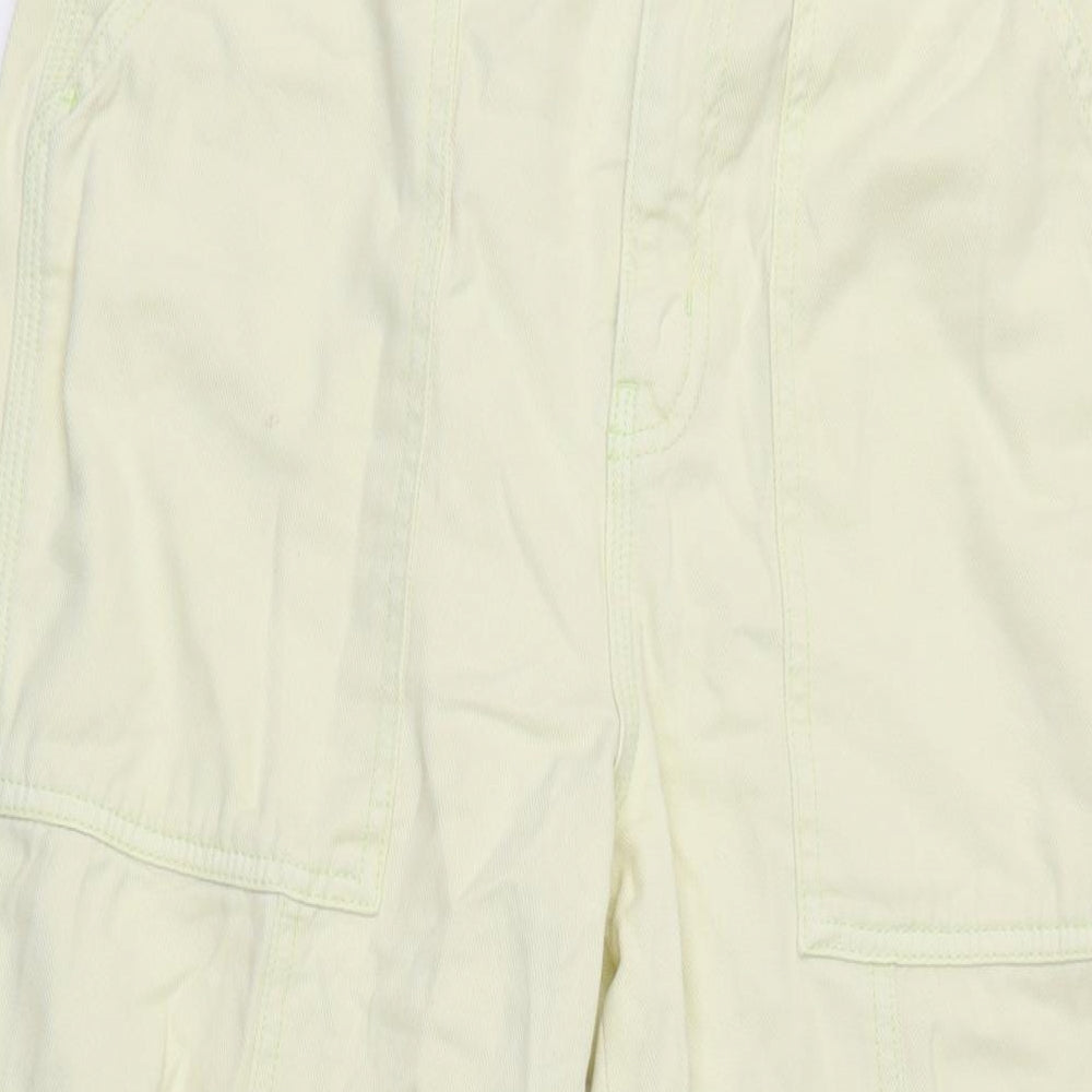 Topshop Womens Yellow Cotton Wide-Leg Jeans Size 10 L28.5 in Regular Tie