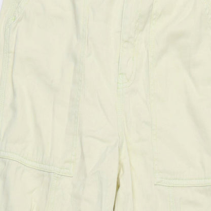 Topshop Womens Yellow Cotton Wide-Leg Jeans Size 10 L28.5 in Regular Tie