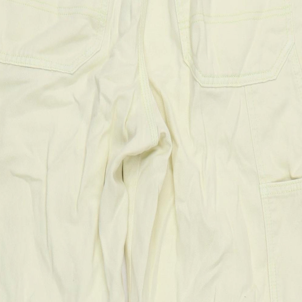 Topshop Womens Yellow Cotton Wide-Leg Jeans Size 10 L28.5 in Regular Tie