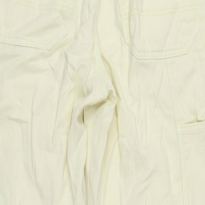 Topshop Womens Yellow Cotton Wide-Leg Jeans Size 10 L28.5 in Regular Tie