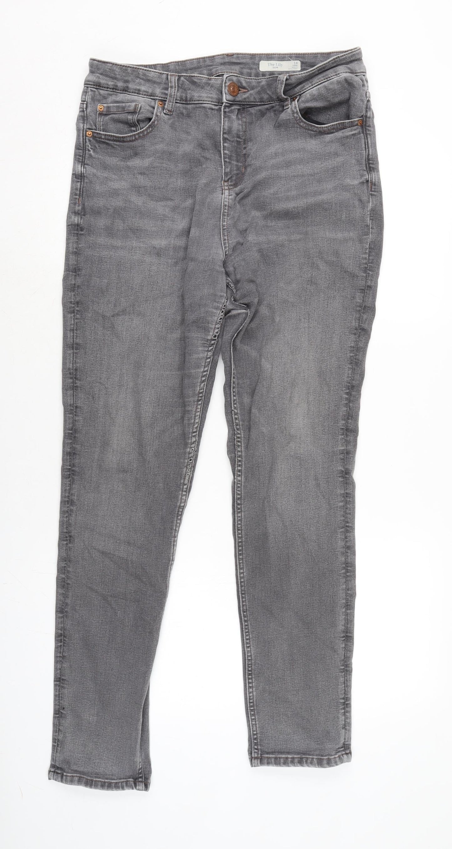 Womens UK Size 14 Marks and Spencer Regular Fit Straight Grey Jeans