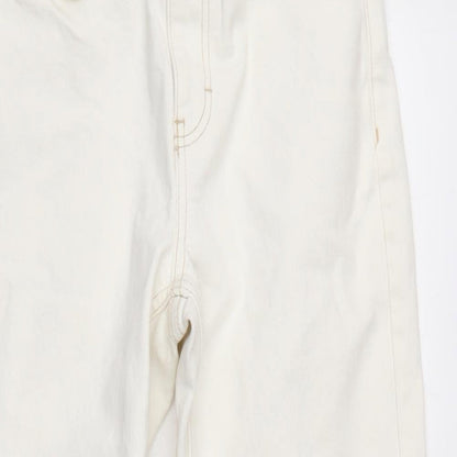 Topshop Womens Ivory Cotton Blend Straight Jeans Size 28 in L26 in Regular Zip - Raw Hem