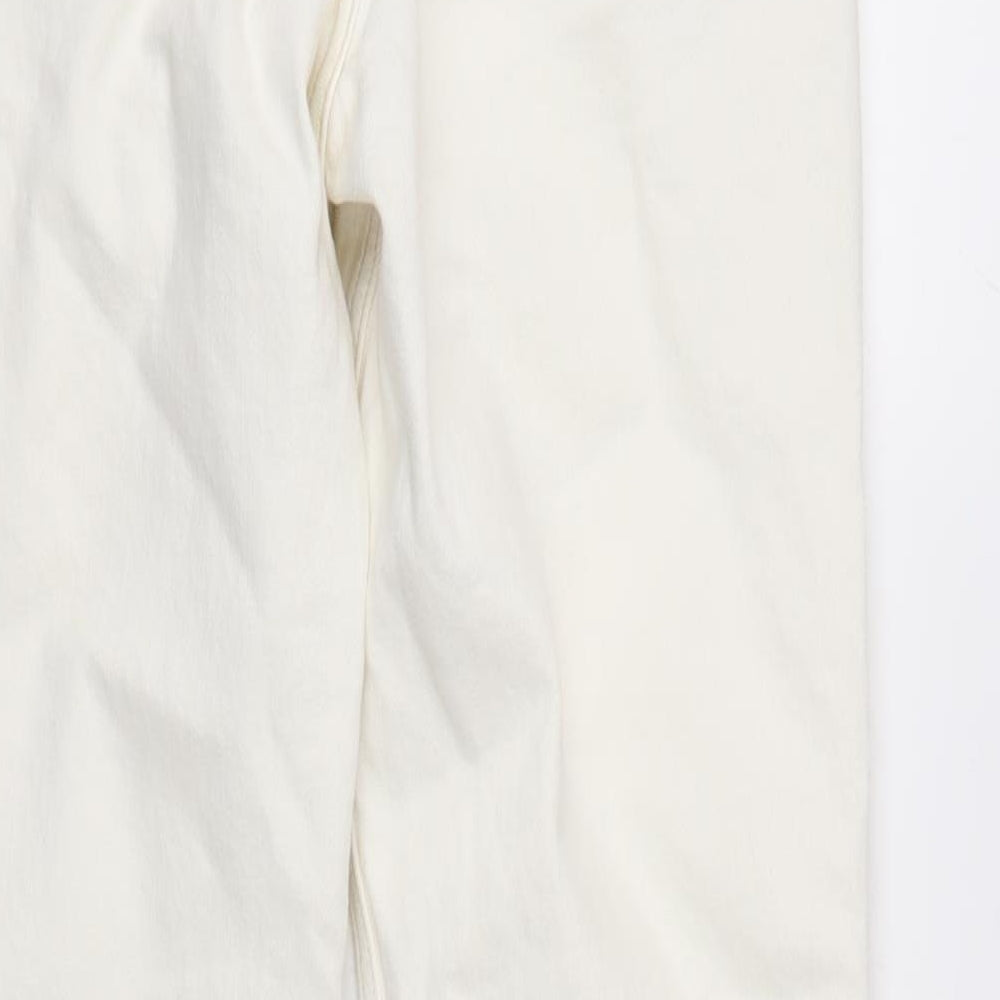 Topshop Womens Ivory Cotton Blend Straight Jeans Size 28 in L26 in Regular Zip - Raw Hem