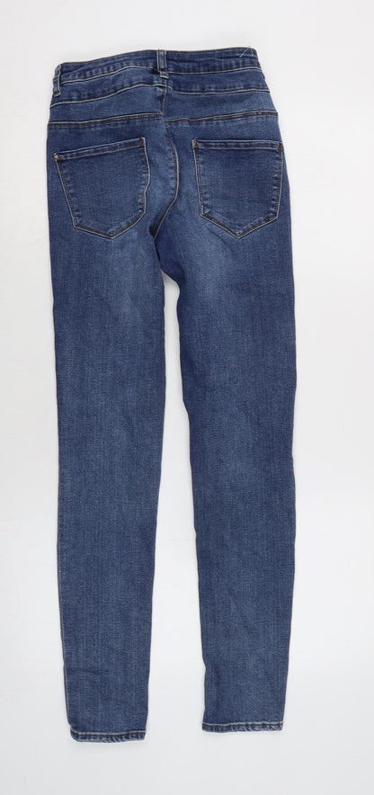 New Look Womens Blue Cotton Blend Tapered Jeans Size 10 L29 in Regular Zip