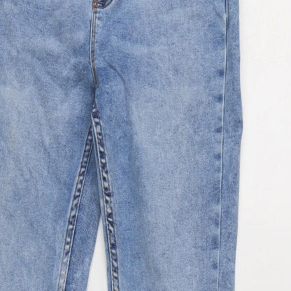 Denim & Co. Girls Blue Cotton Skinny Jeans Size 11-12 Years L27.5 in Regular Zip