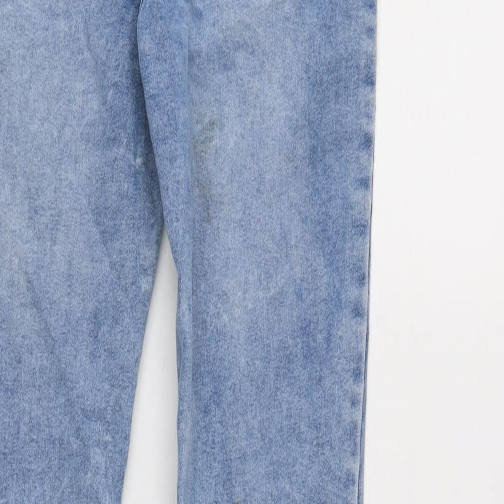 Denim & Co. Girls Blue Cotton Skinny Jeans Size 11-12 Years L27.5 in Regular Zip