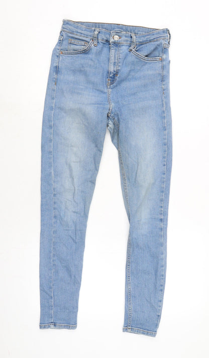 Topshop Womens Blue Cotton Blend Straight Jeans Size 26 in L27 in Regular Zip