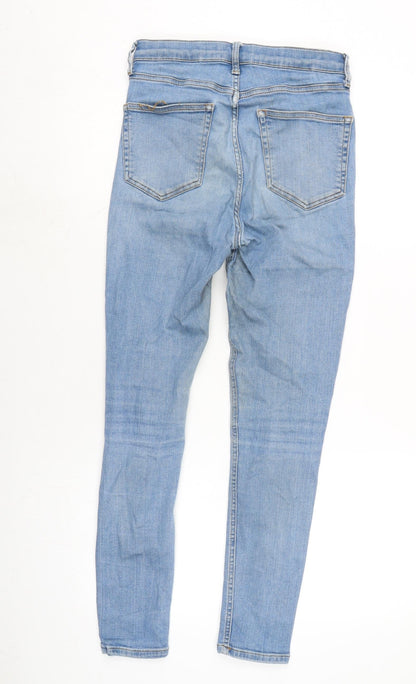 Topshop Womens Blue Cotton Blend Straight Jeans Size 26 in L27 in Regular Zip