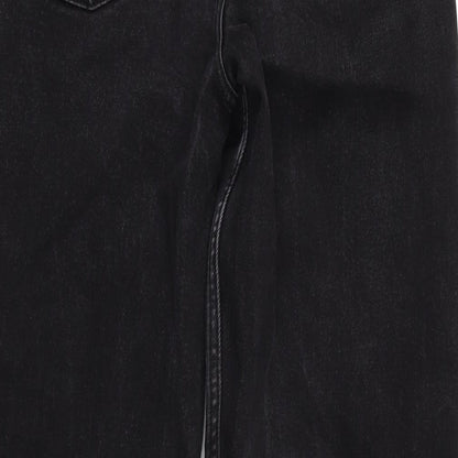 Denim & Co. Womens Black Cotton Blend Wide-Leg Jeans Size 8 L29 in Regular Zip