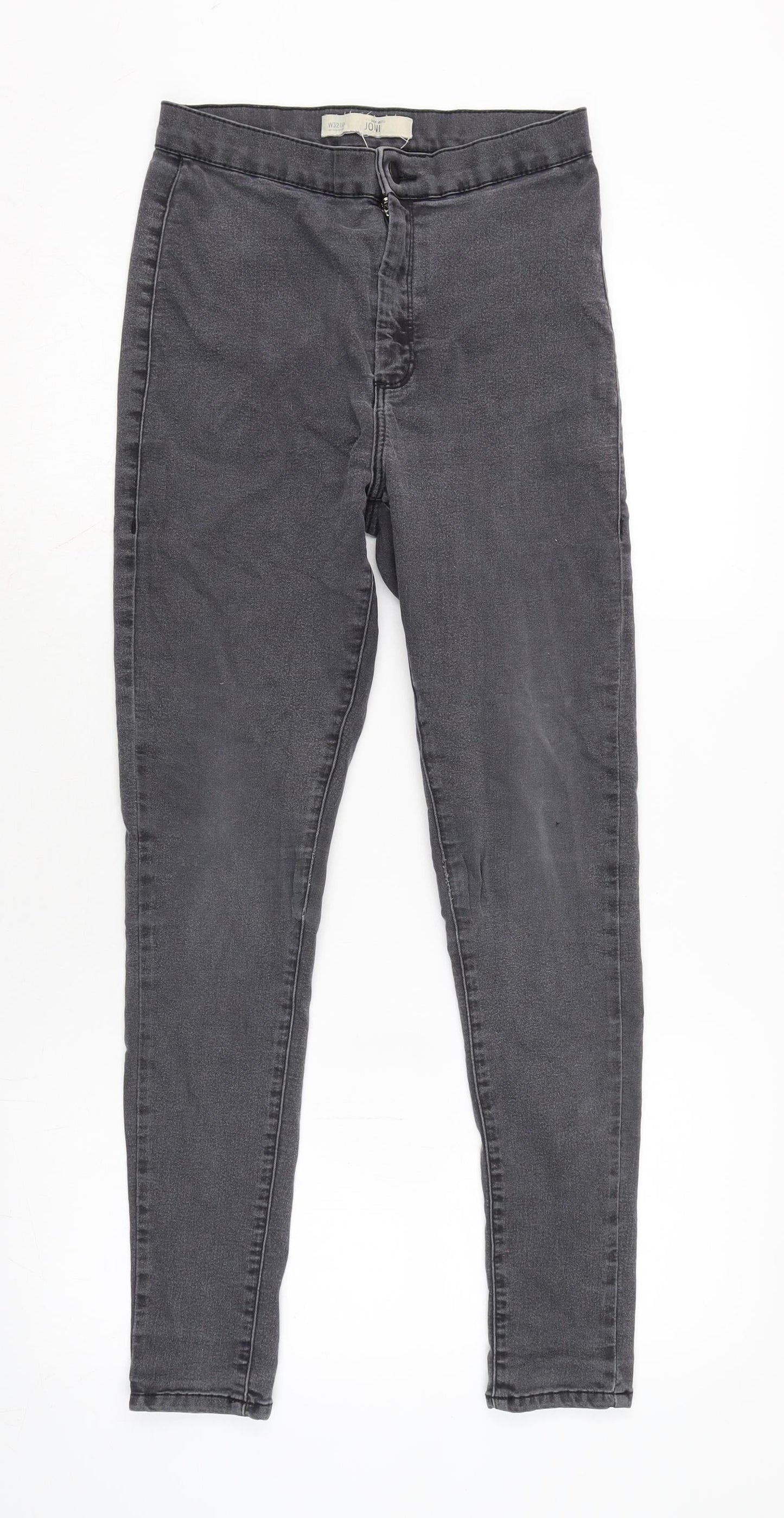 Topshop Womens Grey Cotton Blend Straight Jeans Size 26 in L28 in Regular Zip