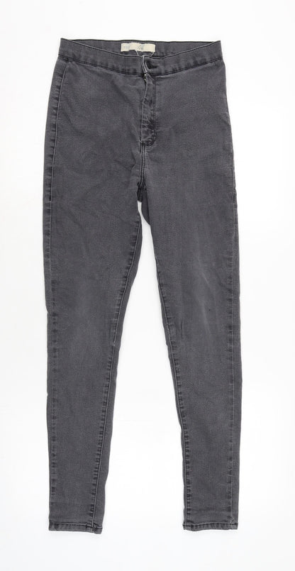 Topshop Womens Grey Cotton Blend Straight Jeans Size 26 in L28 in Regular Zip