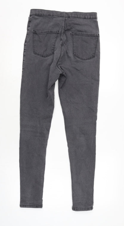 Topshop Womens Grey Cotton Blend Straight Jeans Size 26 in L28 in Regular Zip