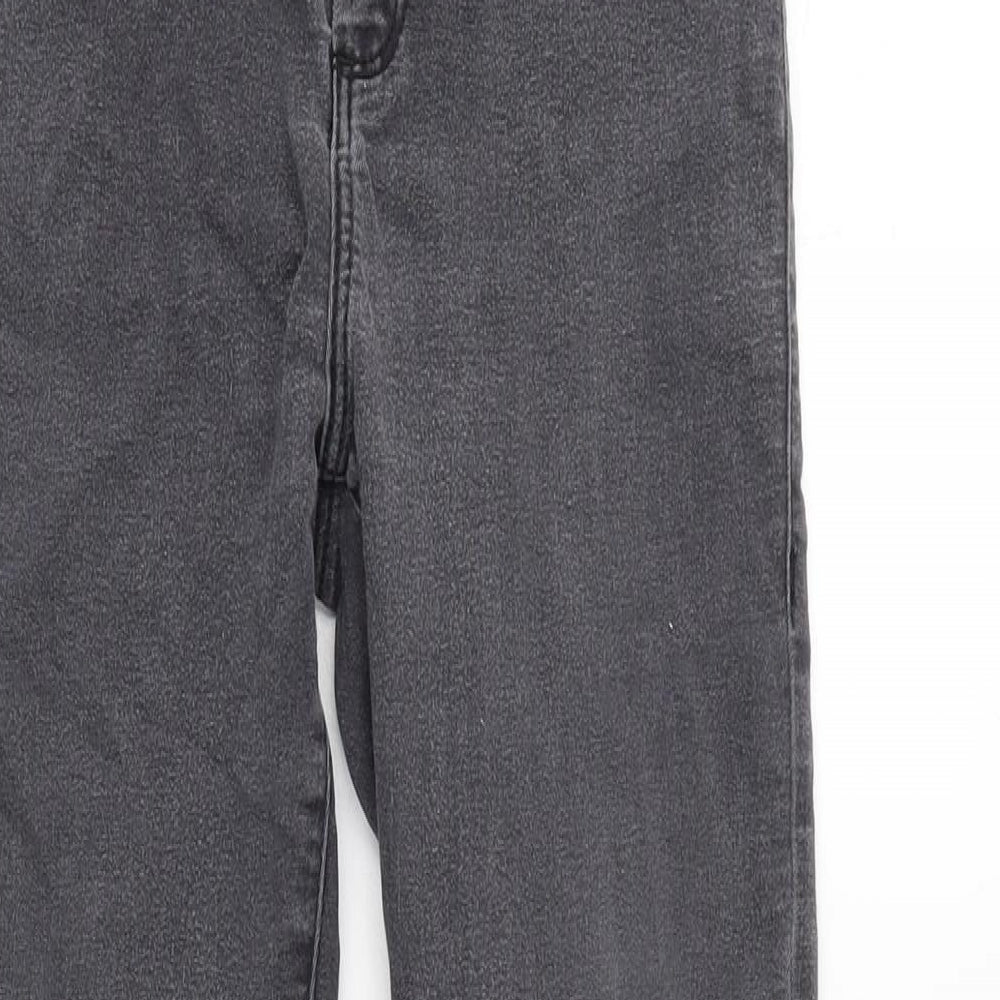 Topshop Womens Grey Cotton Blend Straight Jeans Size 26 in L28 in Regular Zip