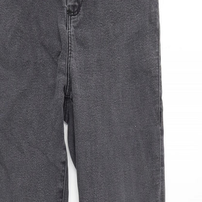 Topshop Womens Grey Cotton Blend Straight Jeans Size 26 in L28 in Regular Zip
