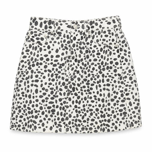 Browny Standard Womens White Cotton A-Line Skirt Size 24 in Zip - Black spots.
