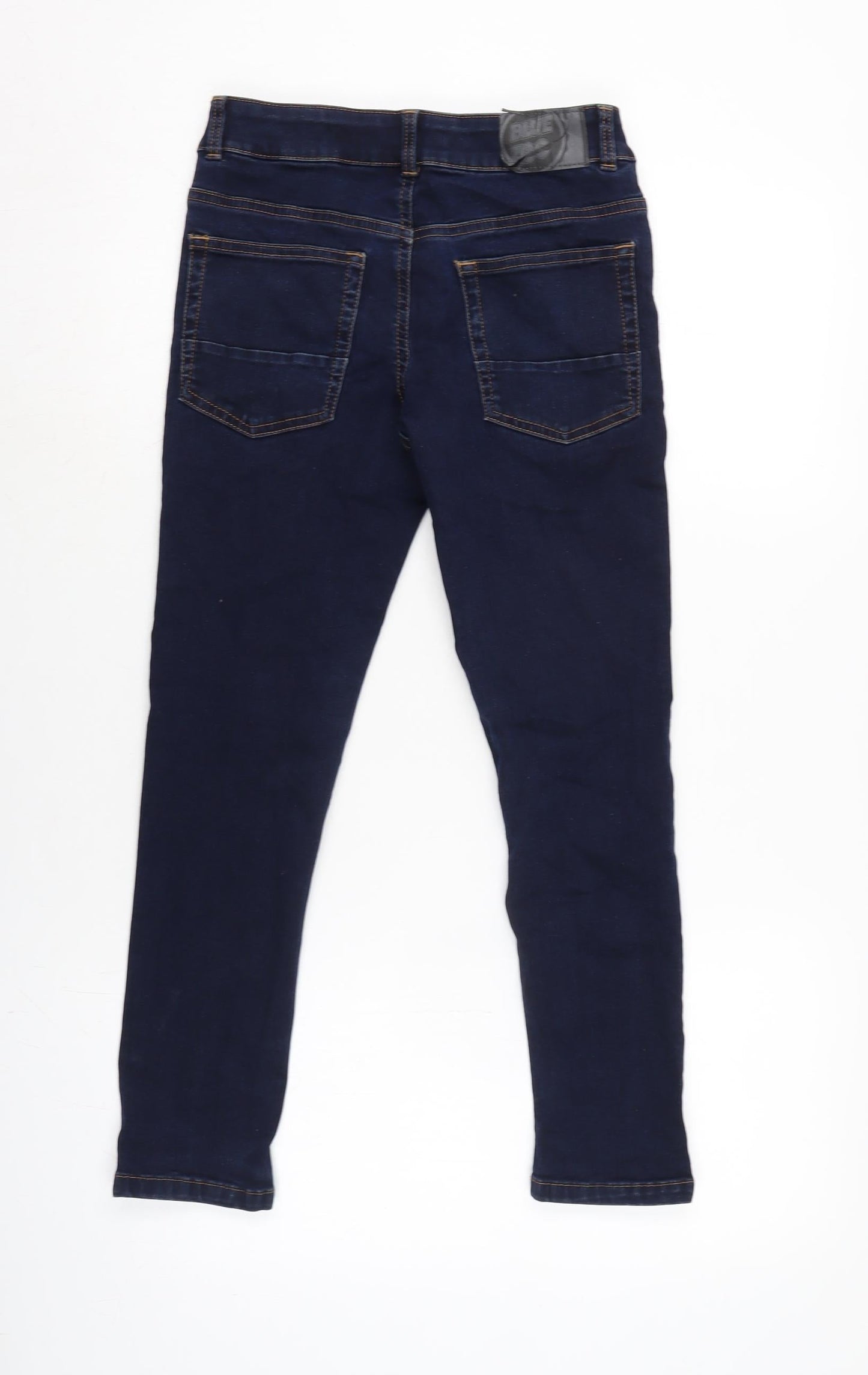 Bllue Zoo Girls Blue Cotton Tapered Jeans Size 10 Years L24.5 in Regular Zip