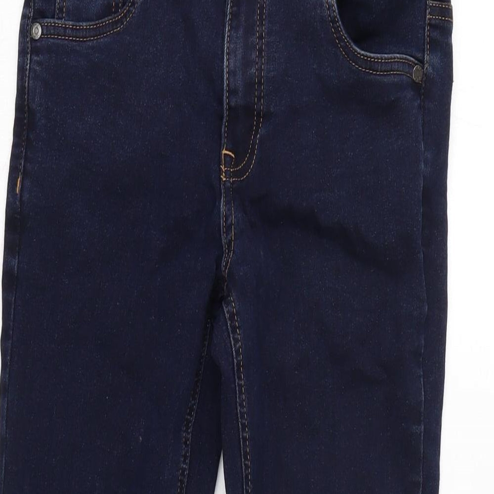 Bllue Zoo Girls Blue Cotton Tapered Jeans Size 10 Years L24.5 in Regular Zip