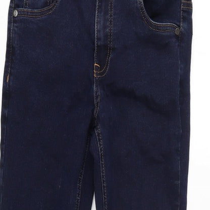 Bllue Zoo Girls Blue Cotton Tapered Jeans Size 10 Years L24.5 in Regular Zip
