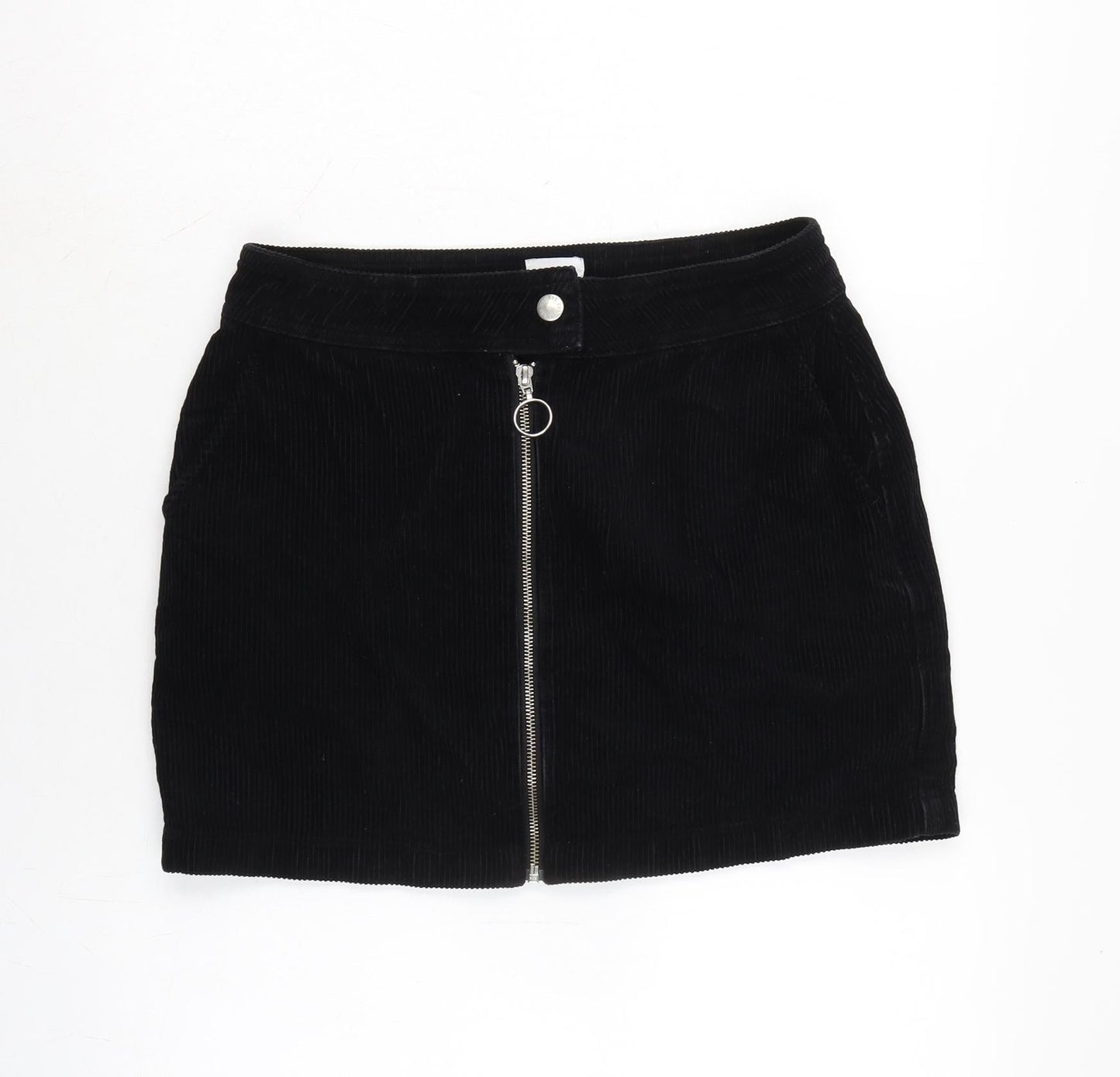 BDG Womens Black Cotton A-Line Skirt Size M Zip
