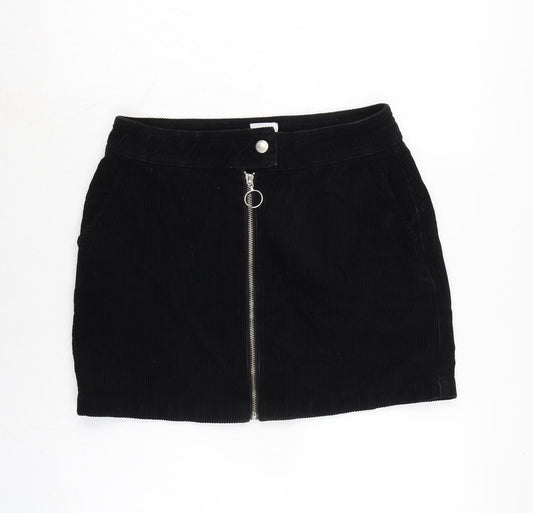 BDG Womens Black Cotton A-Line Skirt Size M Zip