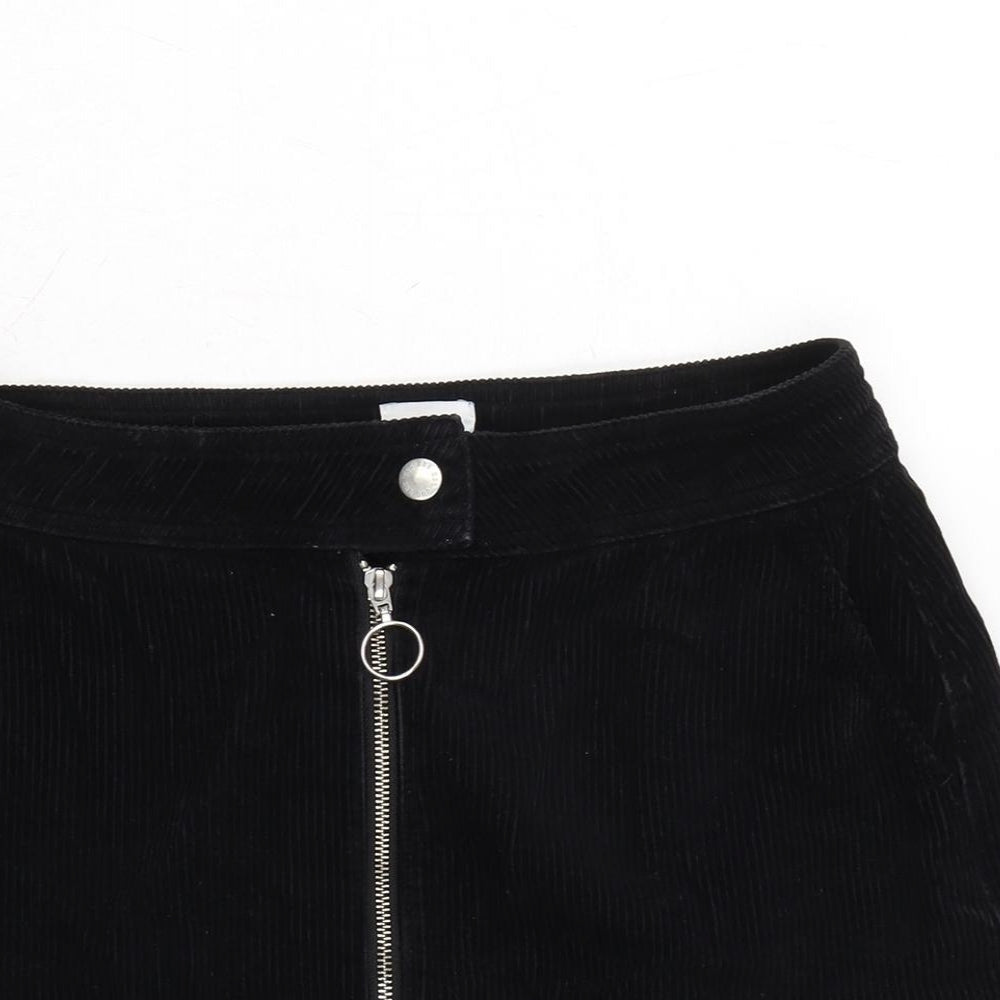 BDG Womens Black Cotton A-Line Skirt Size M Zip