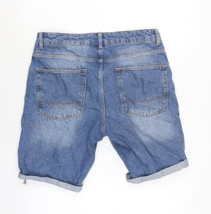 ASOS Mens Blue Cotton Biker Shorts Size 32 in L10 in Regular Zip