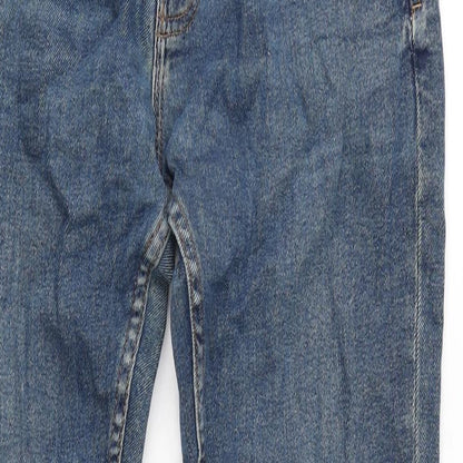 Zara Mens Blue Cotton Blend Straight Jeans Size 32 in L31 in Regular Zip