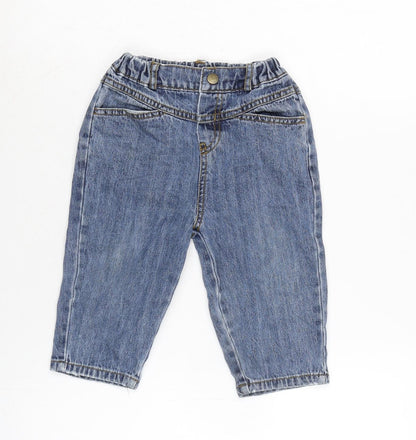 Mon bebe Boys Blue Cotton Capri Jeans Size 24 Months Snap - Inside Leg 9.5in - waist 19In.