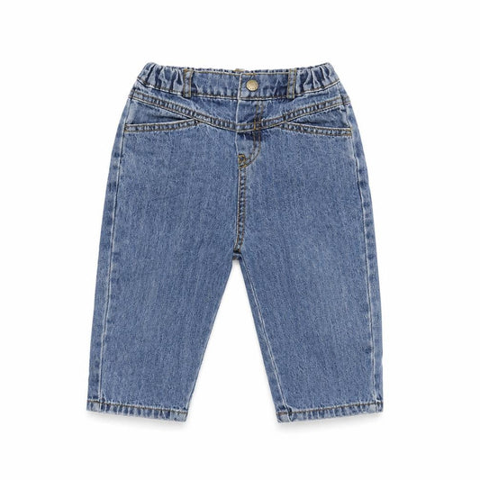 Mon bebe Boys Blue Cotton Capri Jeans Size 24 Months Snap - Inside Leg 9.5in - waist 19In.