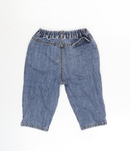 Mon bebe Boys Blue Cotton Capri Jeans Size 24 Months Snap - Inside Leg 9.5in - waist 19In.