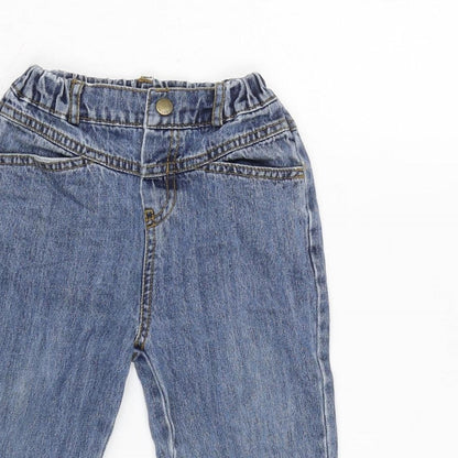 Mon bebe Boys Blue Cotton Capri Jeans Size 24 Months Snap - Inside Leg 9.5in - waist 19In.
